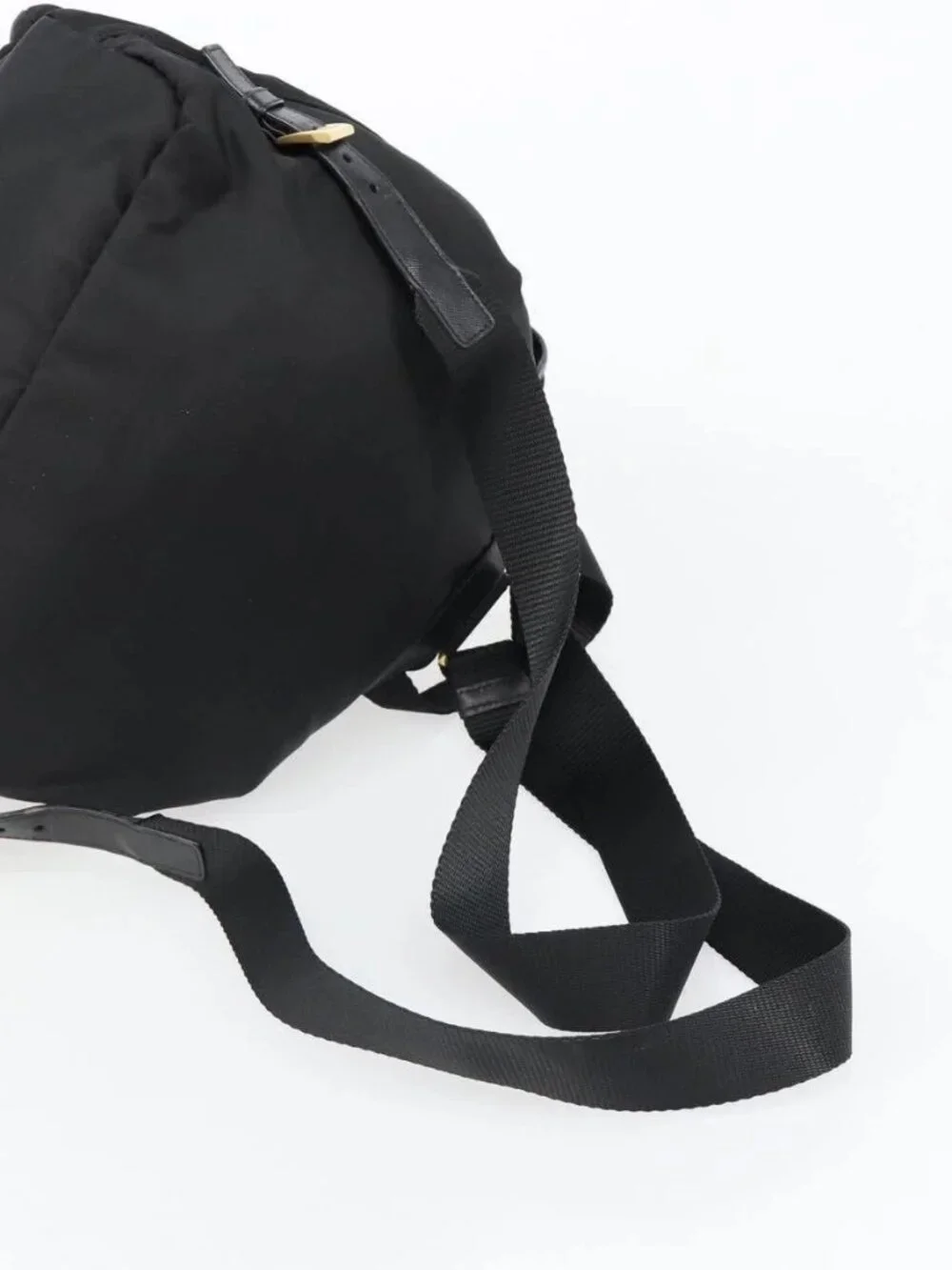 PRADA Backpack Nylon Black Gold Auth yk20532SAV